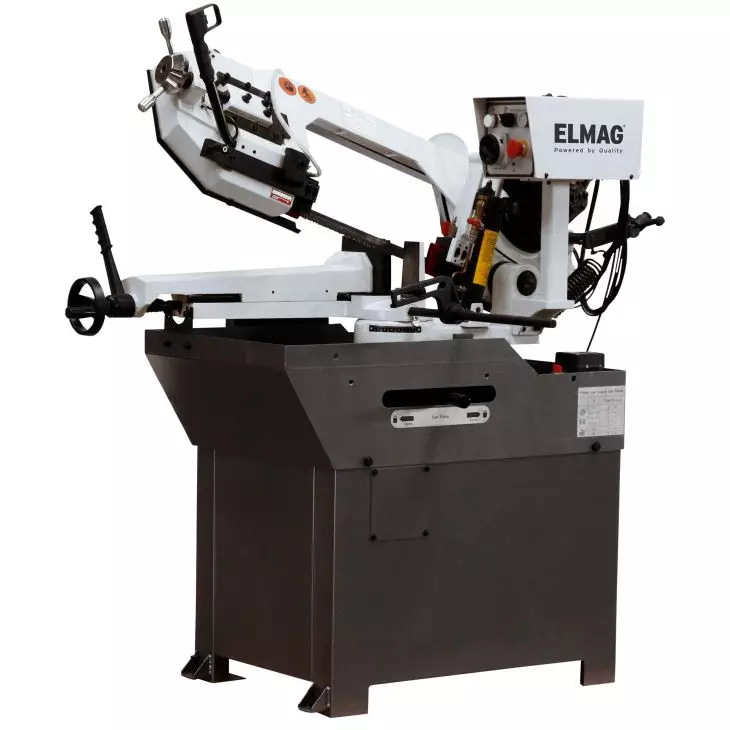Elmag miter band saw machine with 36/72 m/min & 260x200 mm cutting area