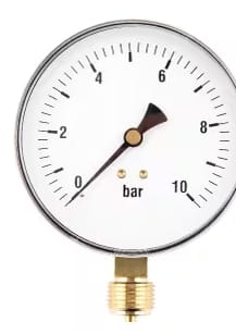 Manometer Ø100 0-10 bar ½" bottom - dry