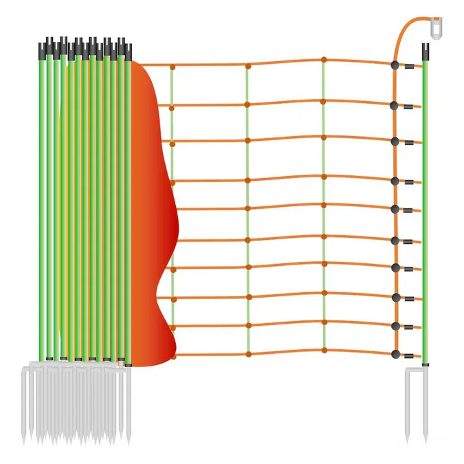 Schafnetz Elektrozaun 25m 106cm Doppelspitze – Profi Euronetz Weidezaun