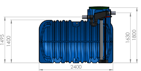EMP 3.000 L Erdtank Regenwasserspeicher ohne Filtersystem – unterirdischer Wasserbehälter mit Zu- und Ablauf