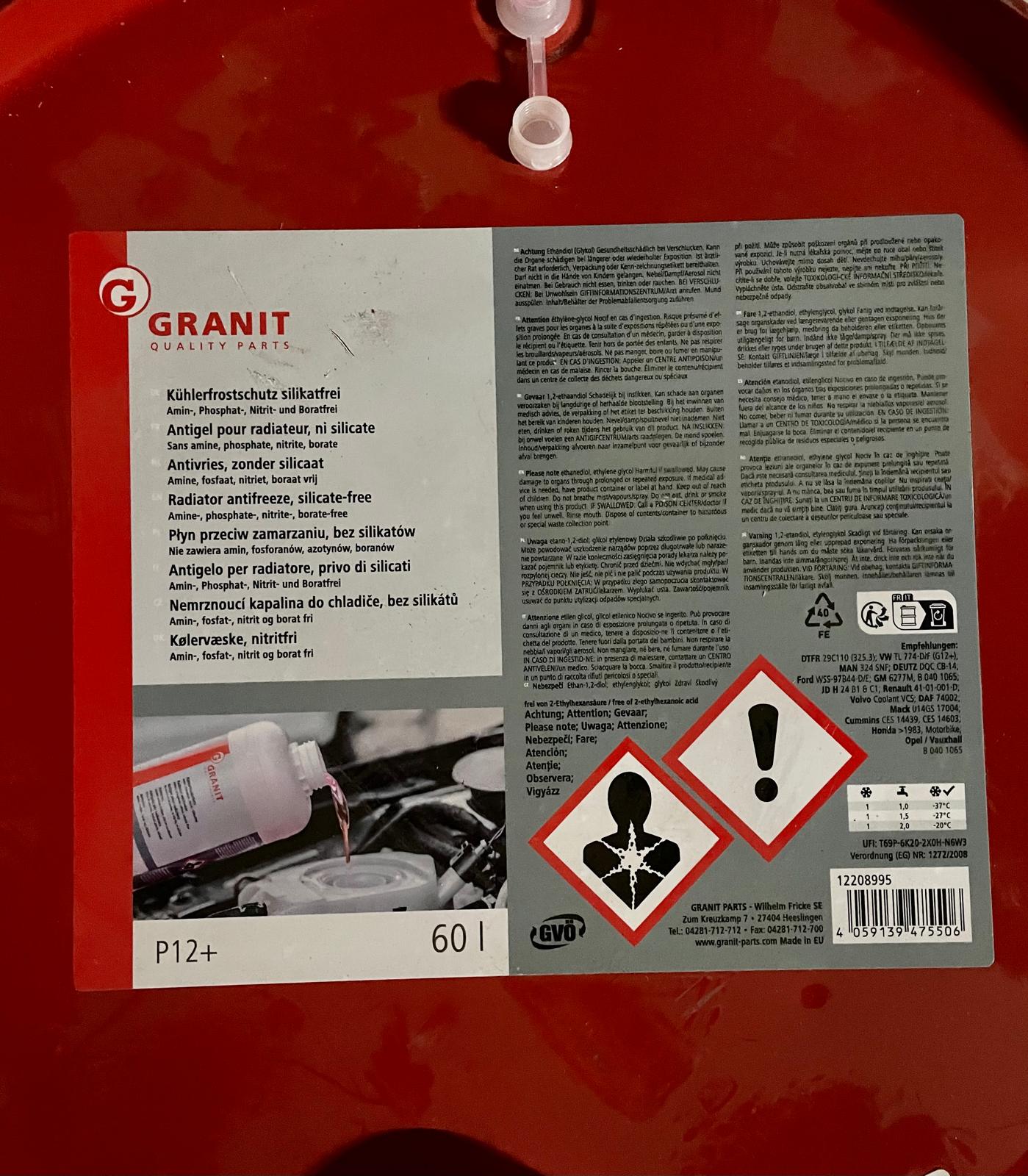 GRANIT Kühlerfrostschutz-Konzentrat silikatfrei P12+ - 1,5l