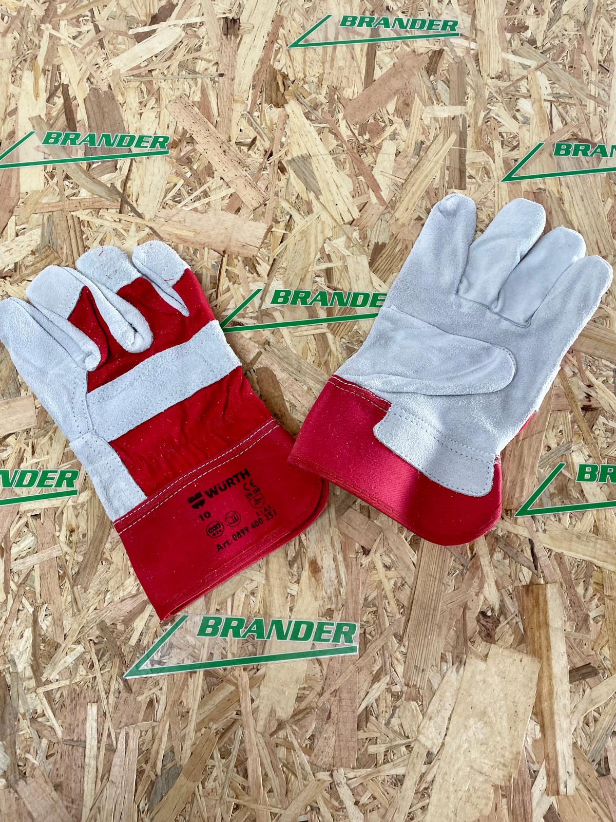 Würth Arbeitshandschuh Rindspaltleder rot - Gr 10