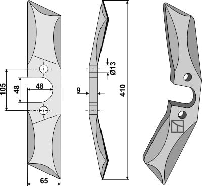 Spatenkrümler Messer rechts - passend zu Rabe SSG 400