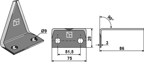 BL70-328 Futtermischwagenmesser 3mm / 75mm - universal