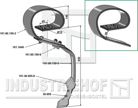 BL28706 Blattfederzinken kpl. mit Schar, System David III