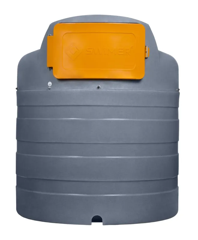 Wassertank, Stahltank, Grauer Tank, Orangene Abdeckung, Wasserbehälter