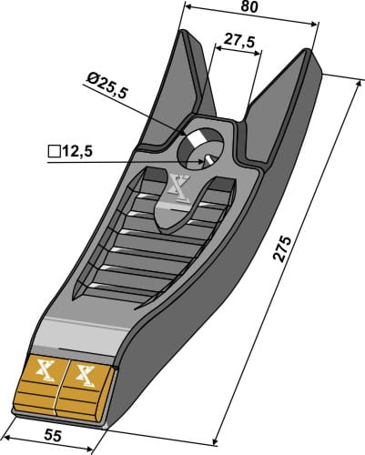 Scharspitze 275x55mm, Hartmetall - passend zu Kongskilde DelatFlex