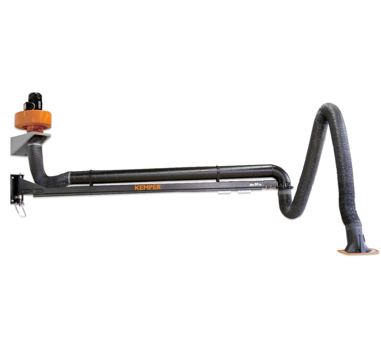 Exhaust air set with 6m extraction arm in hose design / one-piece boom, length: 6m, Ø 150 mm (without filter)