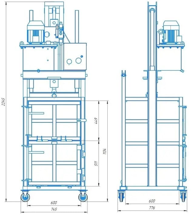 Altpapierpresse / Kartonpresse / Folienpresse 5 Tonnen - 400V / 1,1kW