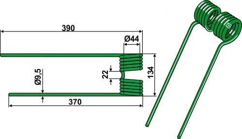 Rotary tedder tines - suitable for Krone KW 00153014.1 / 153014.3