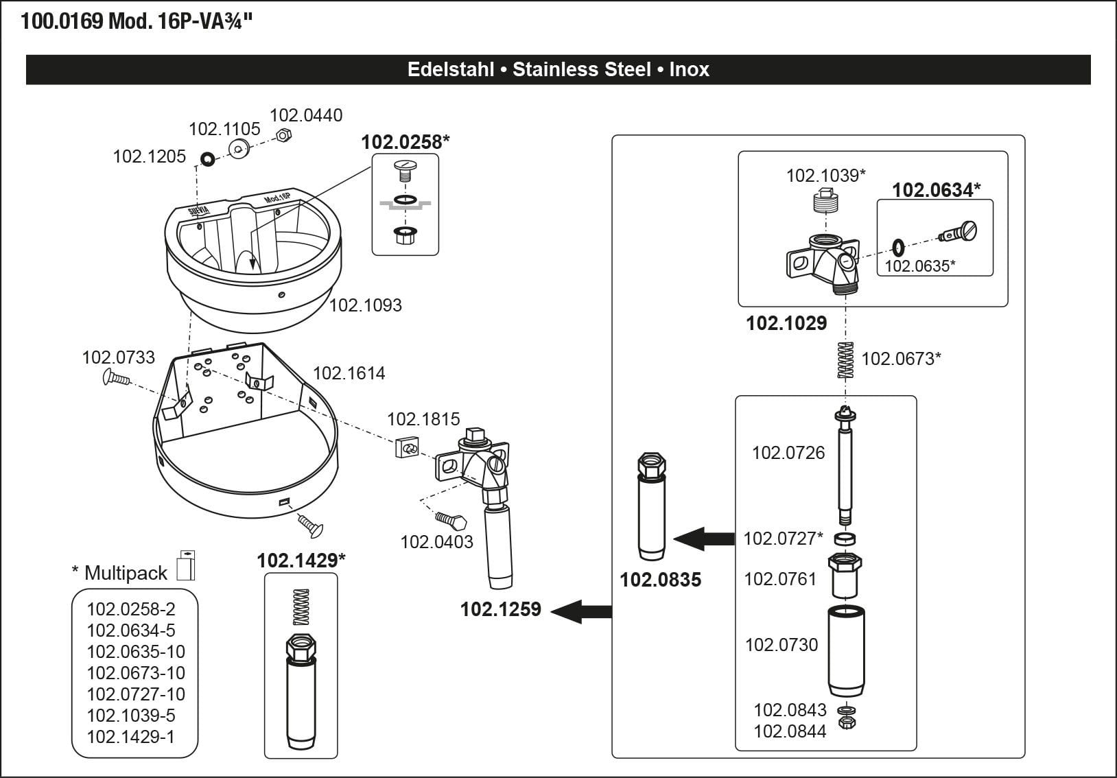 Suevia drinking bowl mod. 16P-VA¾"