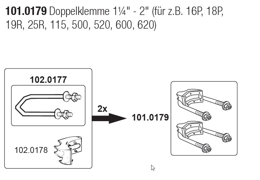 Suevia double clamp 1¼" - 2"