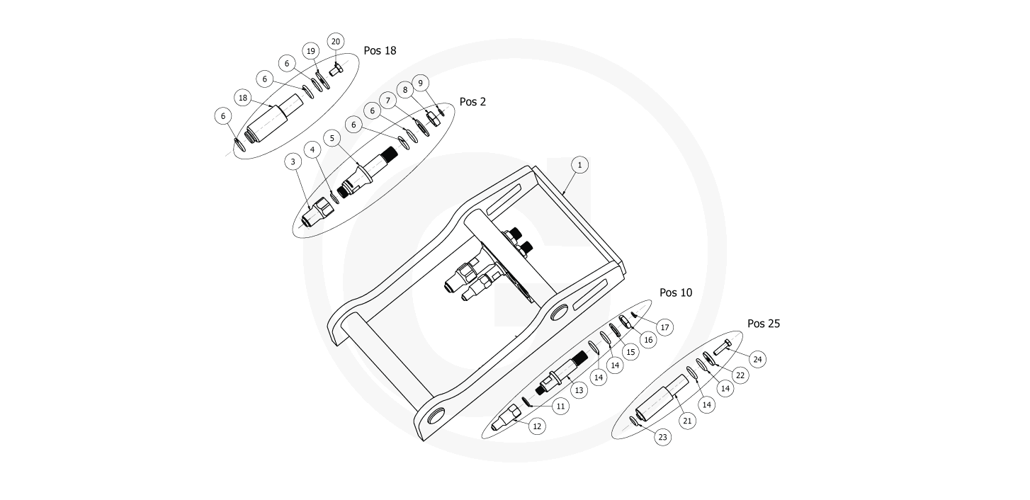 Spare parts OQ 40/24E - Equipment frame for hydraulic devices (1/2”+1/4”)