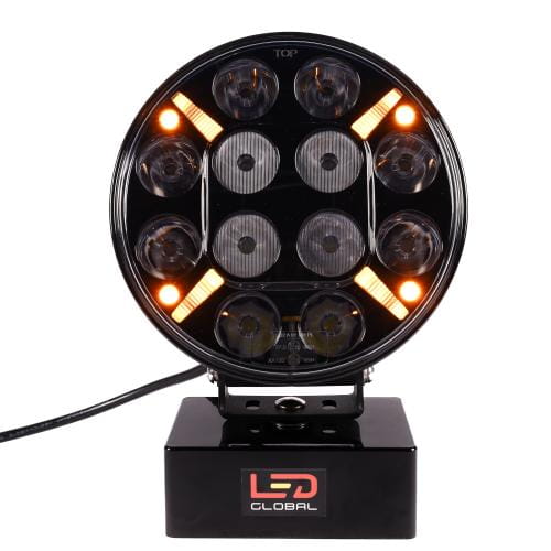 LED driving light with two-color position indicator and amber warning flash - 120 watts