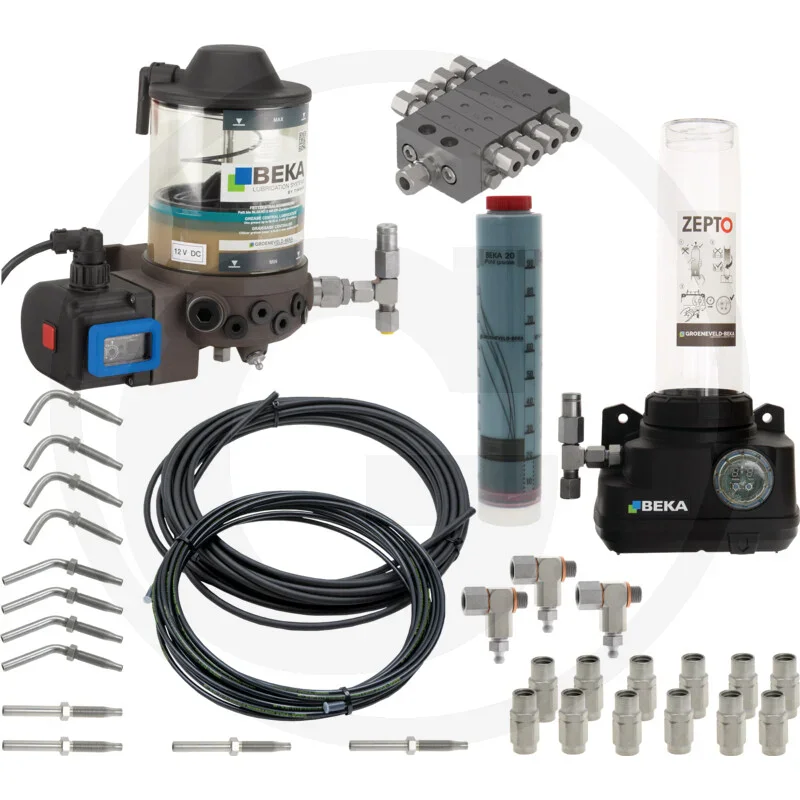 Groeneveld-Beka complete central lubrication system - for mini excavators up to 3.5t, with mono boom and 18 lubrication points