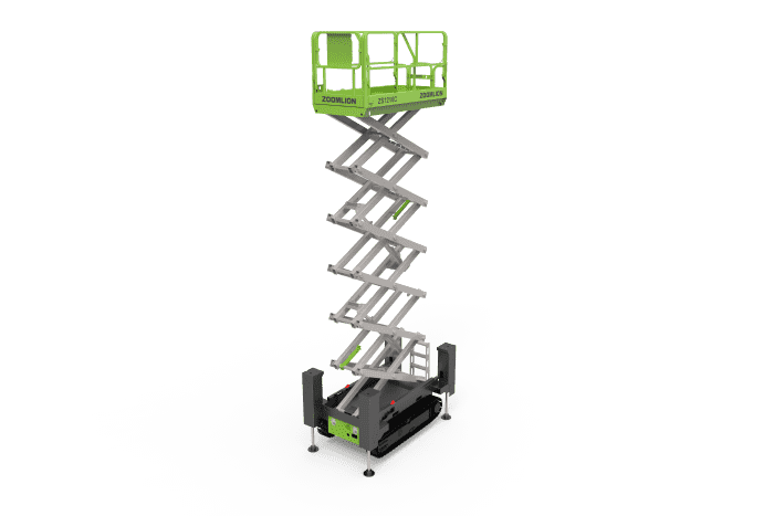 Nacelle ciseaux sur chenilles Zoomlion de 13,8 m avec stabilisateurs – plateforme de travail professionnelle, capacité de levage de 350 kg
