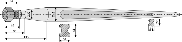 ET44738 Schwerlastzinken 1000mm / M28x1,5