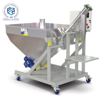 Stainless steel screw feeder 400 L – Precision dosing system for bulk materials (0.75 kW, 230 V)