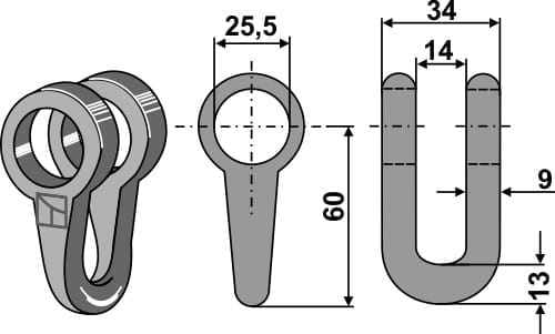 BL28126 Schäkel Ø25,5mm - passend zu Bomford 7190175