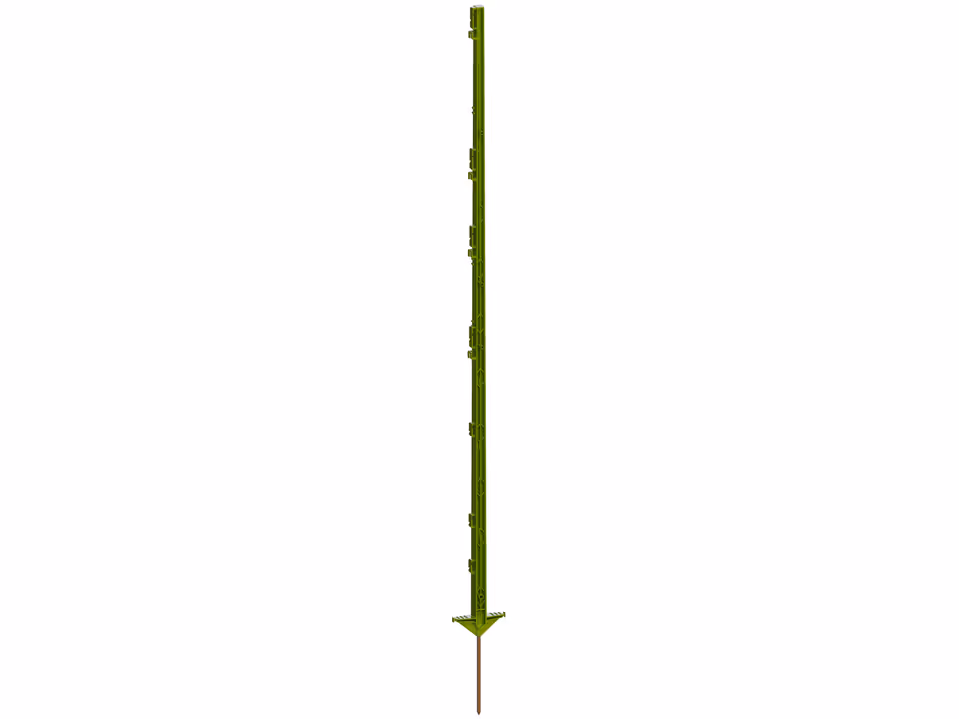 5x Vollkunststoffpfahl mit Stahlspitze 156 cm,Dopp.Tritt,grün