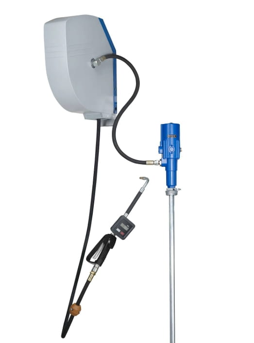 Pressol Ölsystem 3:1 mit 15 m Schlauchaufroller, Digitalzähler und Universal-Saugrohr für Fass- und Tankversorgung