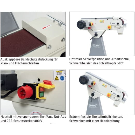 Elmag belt sander - 400V / 3000W / 75x2000mm
