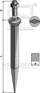 BL28245 Ackereggenzinken aus Borstahl, Ansatz mit 2 Nasen quer zu Fahrtrichtung