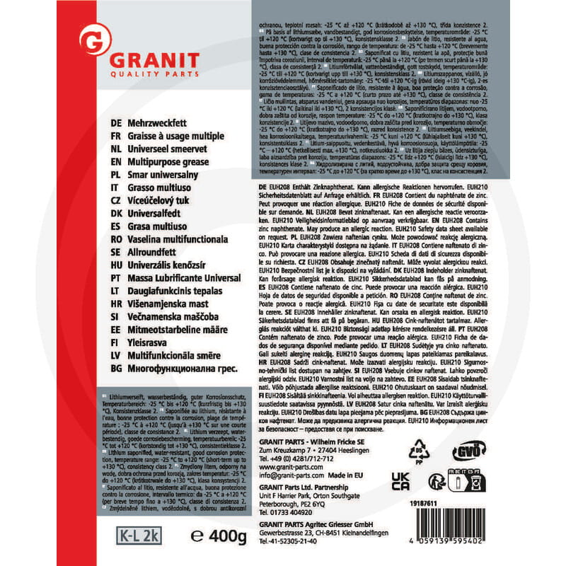 GRANIT Mehrzweckfett KL2K – 400g Lube Shuttle