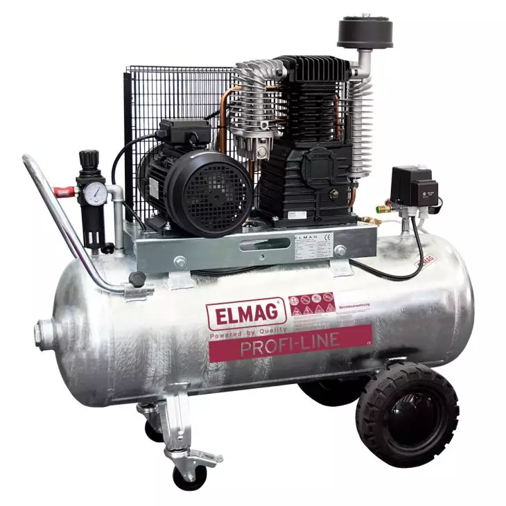 ELMAG Kolbenkompressor PL-Z 840/10/200 D 'VERZINKT', 595 l/min, 10 bar, 200 l Kessel, fahrbar