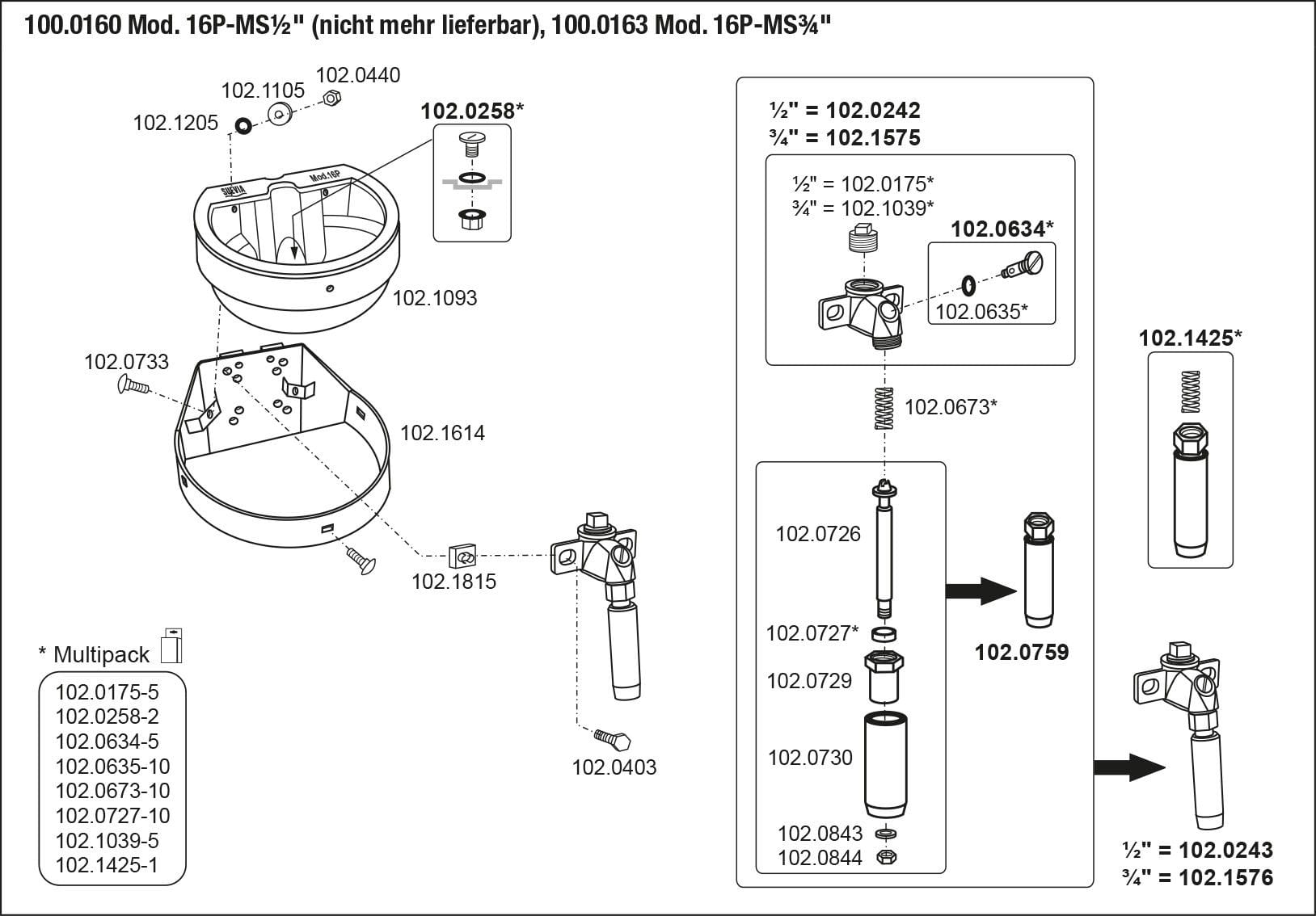 Suevia drinking bowl mod. 16P-MS¾"