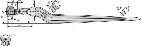 BL2599 Silozinken 600mm / M22x1,5 - passend zu Fella 121559