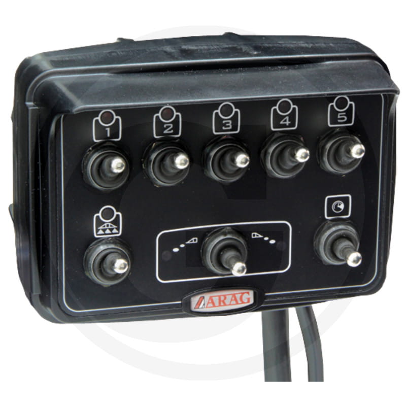 ARAG control box series 4669, 5+3 way with 5 section widths, main switch, electric pressure adjustment and foam marker