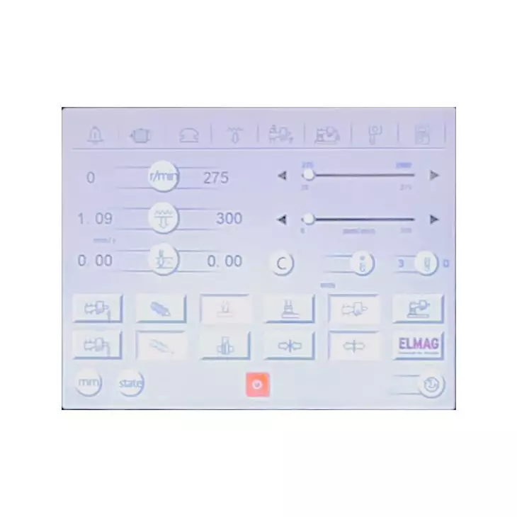 ELMAG Radial-Säulenbohrmaschine RSBM 5/60 Touch Vario mit Gewindeschneidautomatik M60, Höhenverstellung des Auslegers über motorischen Antrieb, elektronisch geregelter Servo-Pinolenvorschub mit großem Touchscreen; Bohrleistung 60 mm