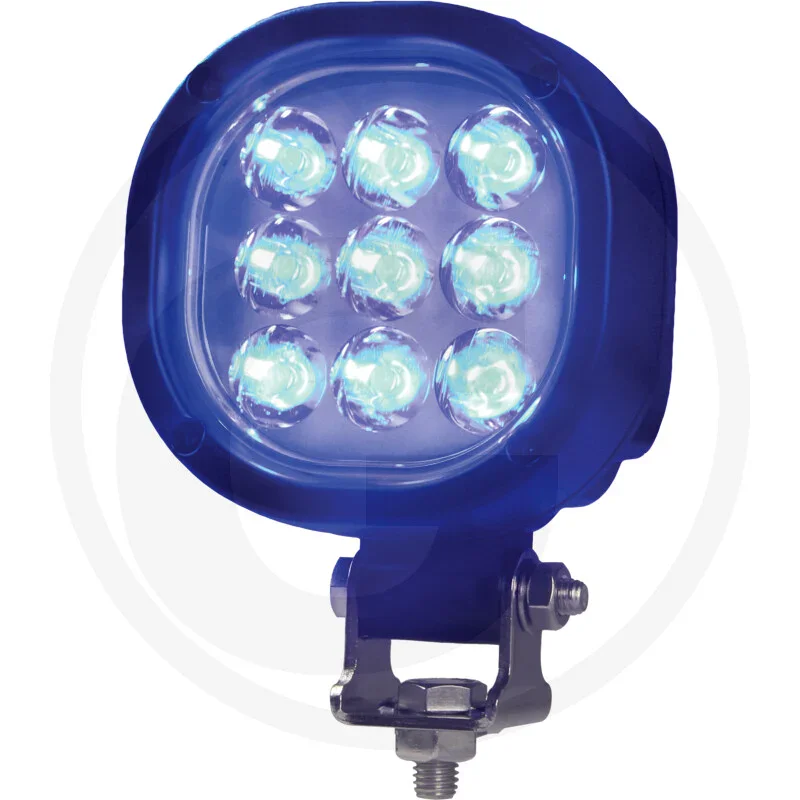 Blue LED work lights for sprayer booms
