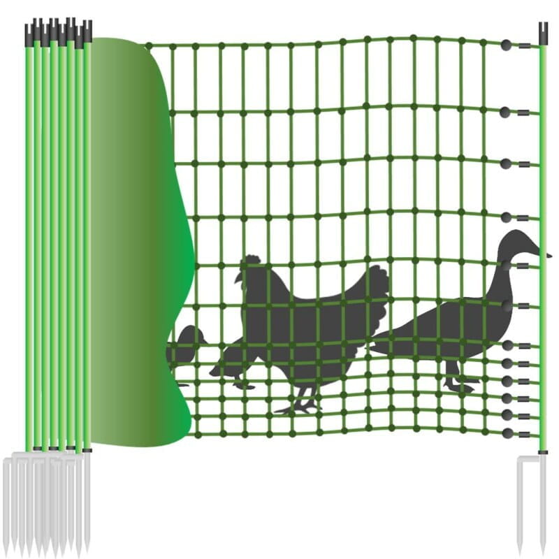 10397 Hühnernetz / mobiler Hühnerzaun  - 25m / 2 Spitzen / 112cm