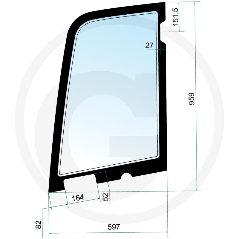 Kubota Door Window Left Top - RG158-46930