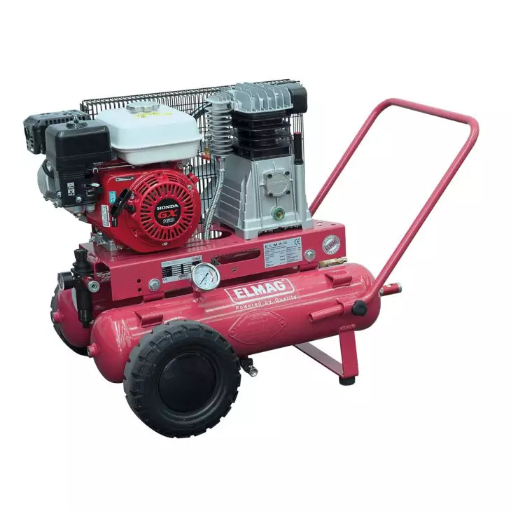 ELMAG® TIGER BENZ – mobile gasoline compressor with HONDA GX160 engine. 230 l/min, 10 bar, 2 x 11 l tanks