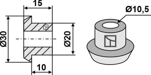 BL634-106 Buchse Strohhäckslermesser - passend zu Case / Rekord / Massey Ferguson