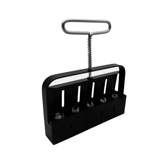 Einhand-Erdpresse für 5 Erdblöcke 38x38x38 mm | Profi Soil Block Maker aus Stahl inkl. 6 mm Saatstifte