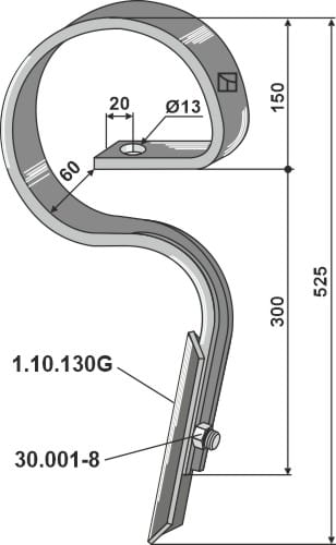 BL28427 Gerader Kultureggenzinken - passend zu Lemken Korund / Kompaktor 3535516 / Amazone 103555392