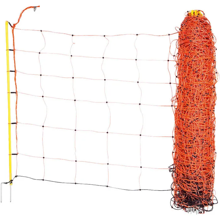 AKO ClassicNet Schafnetz 50 m | 90 cm hoch | Orange | Doppelspitze | Verstärkte Oberlitze und feste Knotenpunkte