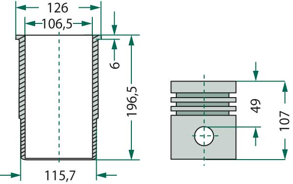 Kolbensatz komplett - passend zu John Deere Motoren 4239 D, 6359 D, 4039 D, 3179 D, 3029 D, 6059 