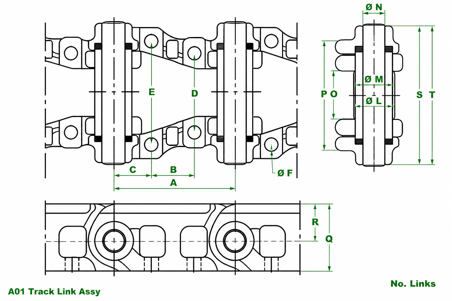 Kette 50 Glieder - passend zu Volvo EC330, EC360, EC380 / Doosan DX420, DX420-3LC, DX420-5LC, Solar400-III LC, Solar420-V LC