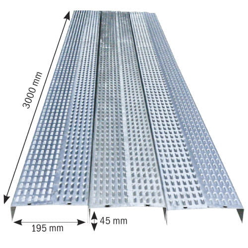 Schlitzblechabdeckung für Hackschnitzeltrocknung - 3000x195x45mm gekantet / gestanzt