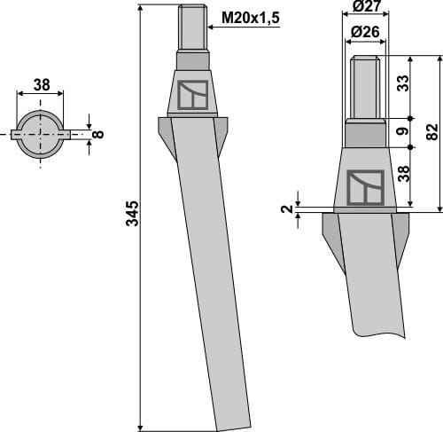 Kreiseleggenzinken 345mm / M20x1,5 - passend zu Forigo-Roteritalia