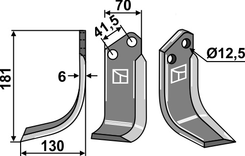 Couteau de fraisage 181 x 70 mm, gauche - compatible avec Kuhn EL