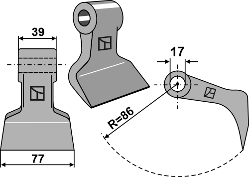 Hammer mallet 77x39mm