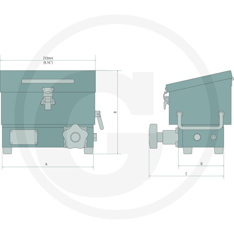 Box, Deckel, Knopf, Diagramme, Abmessungen