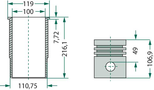 Case IH engine type: DT-402 piston set complete - 3218915R95