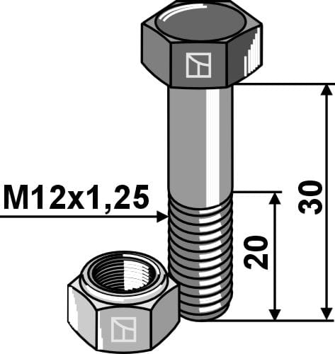 Sechskantschraube M12x1,25x30 mit Sicherungsmutter